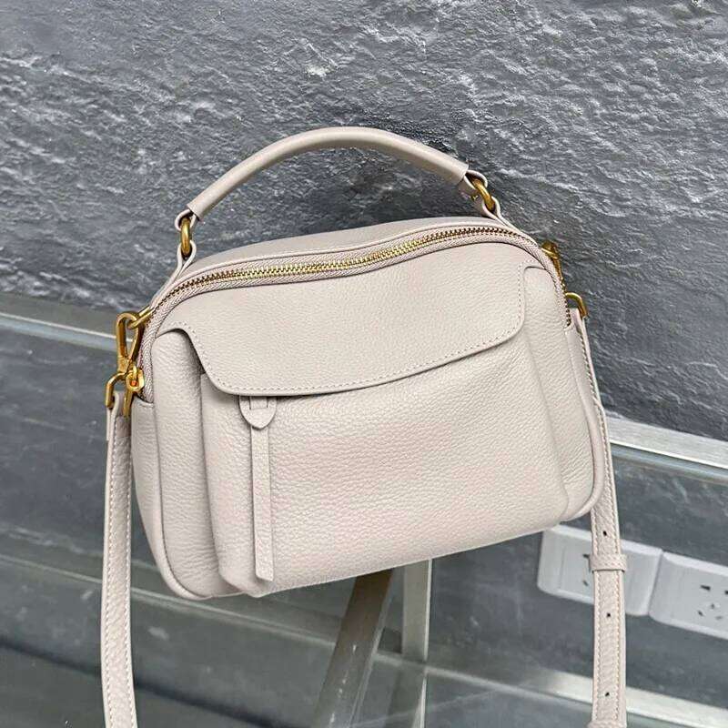 Handle Crossbody Bags Women 2025 New Genuine Leather Shoulder Handbag Purses For Woman Soft Cowhide Leisure Ladies Messenger