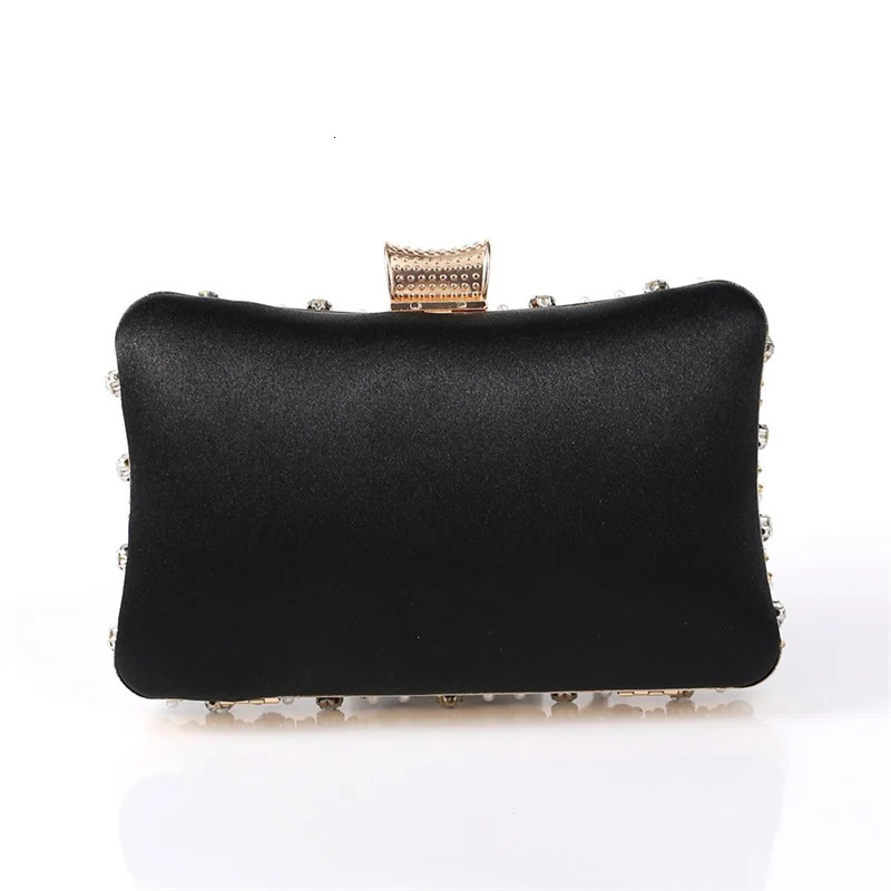 Gorgeous Crystal Pearl Beading Clutch Purse Womens Luxury Evening Bags Black Champagne American Fashion Wedding Party Handbag 250614