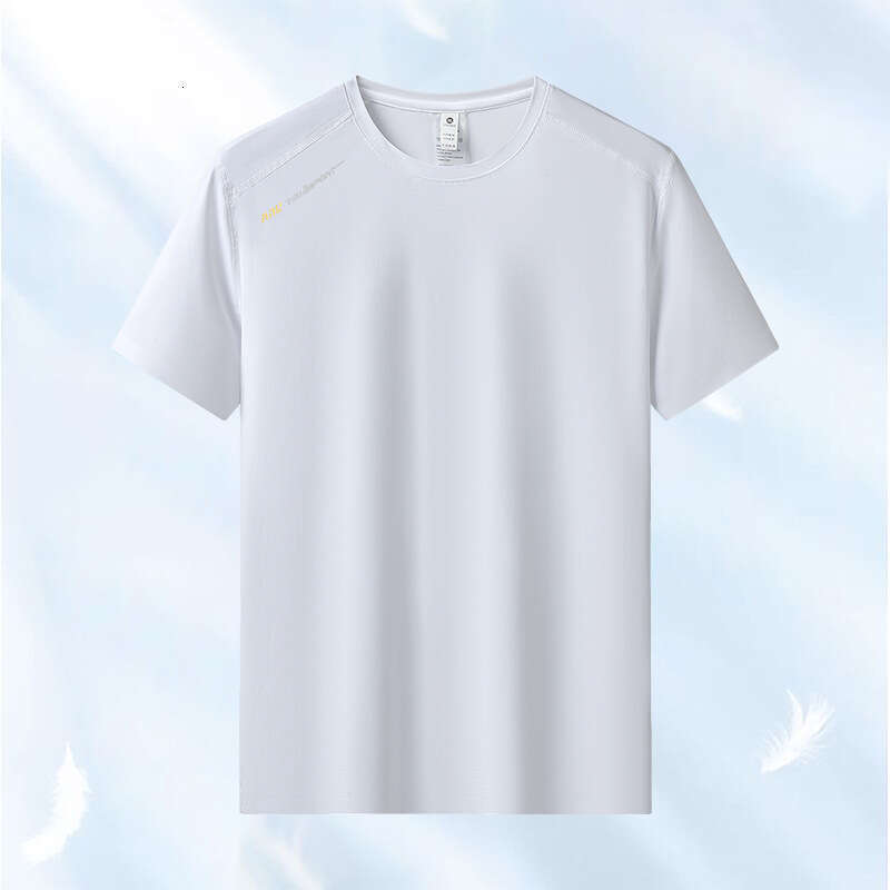 Crew Neck Ice Silk Short Sleeve Breathable Quick-Dry Loose Thin T-Shirt Men's Summer