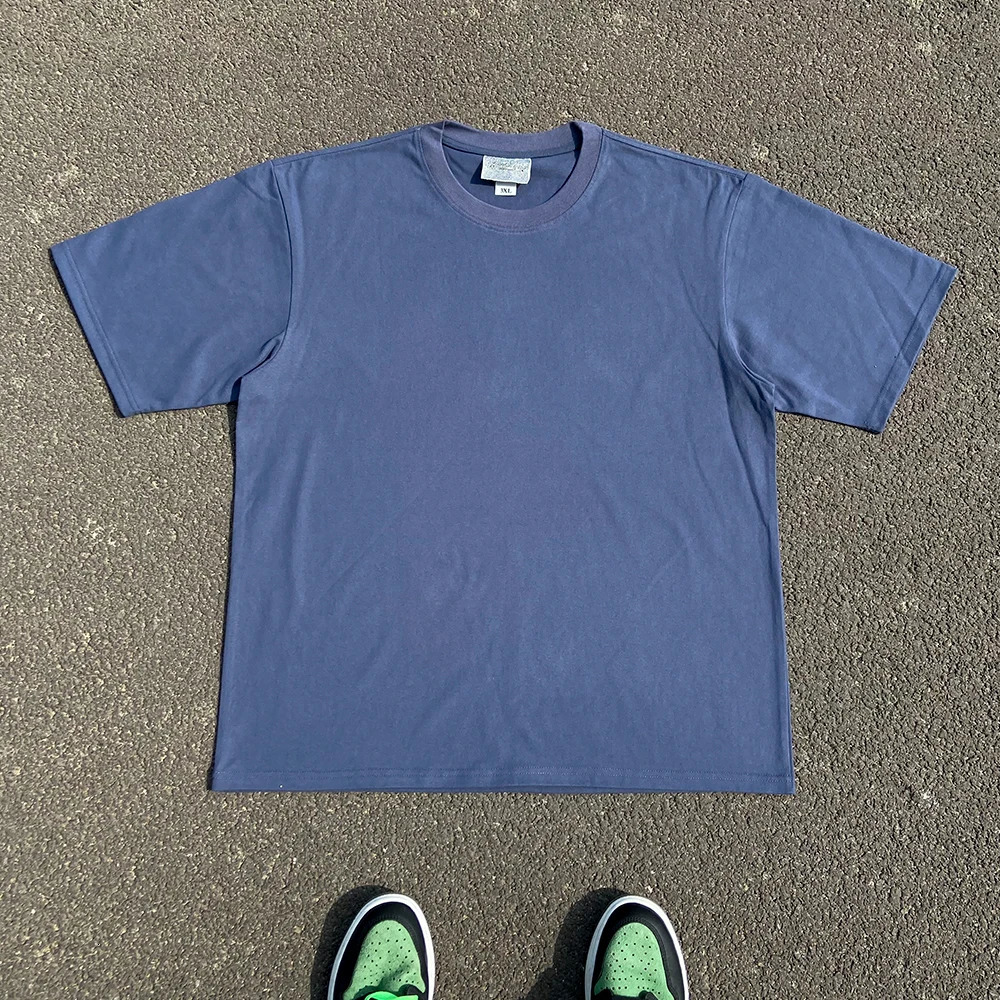 330 Grams Heavy Solid Color Simple Short-sleeved T-shirt Summer Mens and Womens Low Saturation Loose Half-sleeves 250609