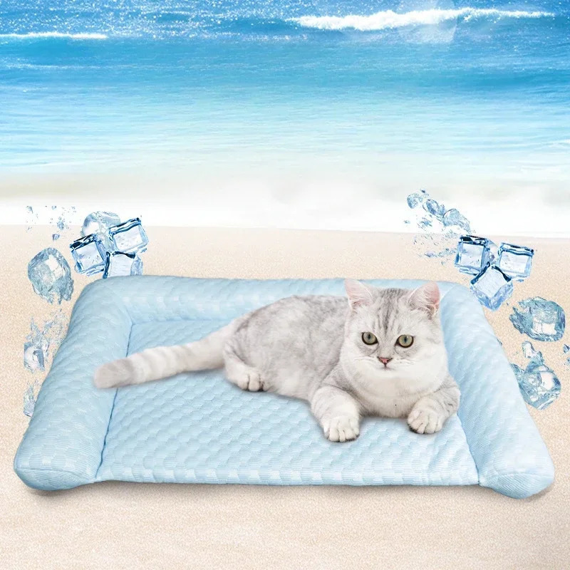 Summer Cooling Ice Silk Mat Bed Set for Dogs Cats - Breathable Portable Pet Cooler Pad 250614