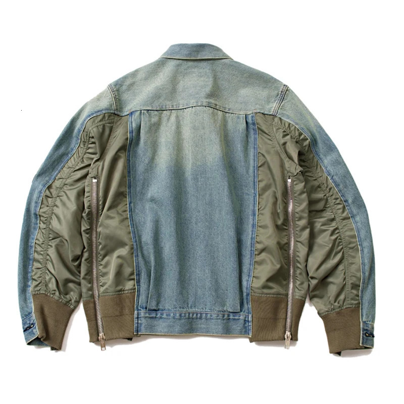 Personalized Threedimensional Cutting Multi Material Splicing Loose Denim Jacket for Men Arrival Japanese Trend Coat 250614