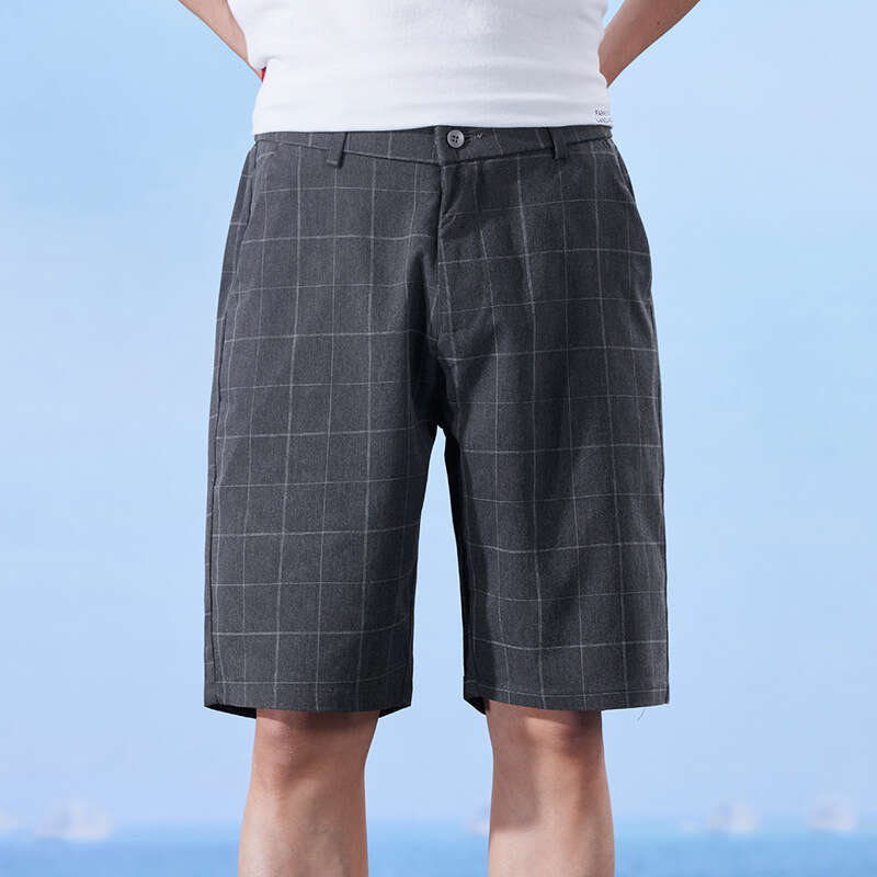 506 Men's Five-Point Thin Style Plaid Elastic Pants 2025 Summer New Straight Shorts Men