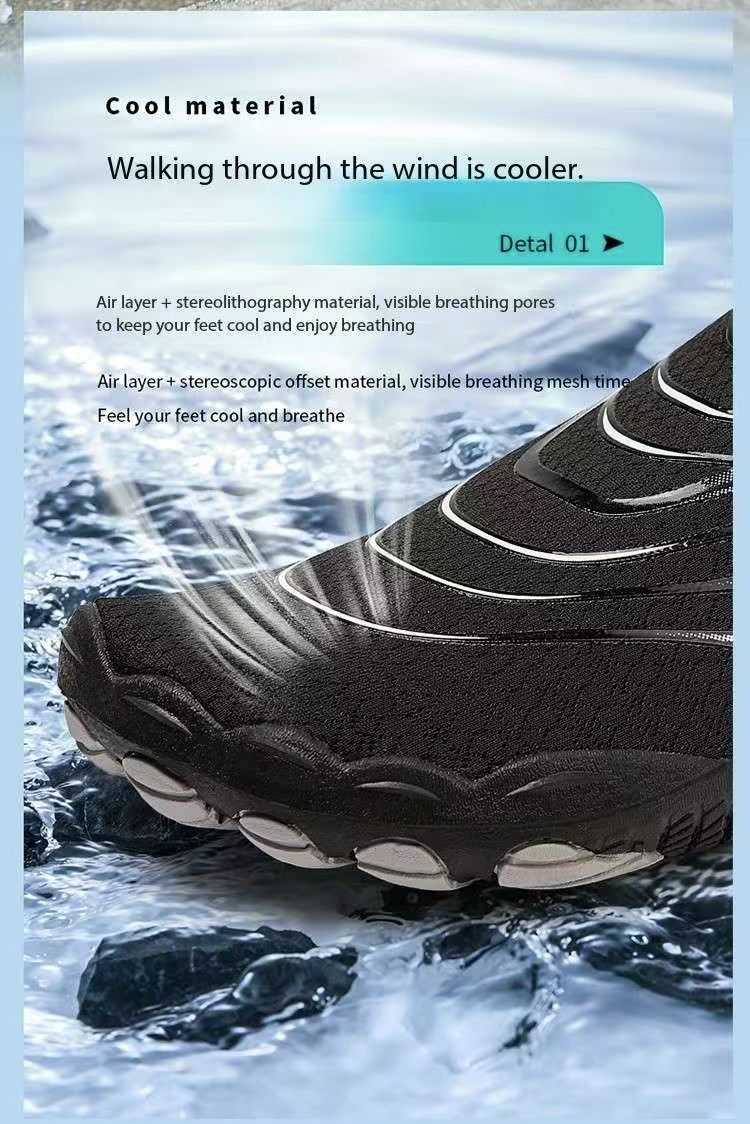 New outdoor wading shoes for creek crossing, quick-drying and lightweight beach shoes, barefoot five-toe sports shoes for travel, diving, suitable for