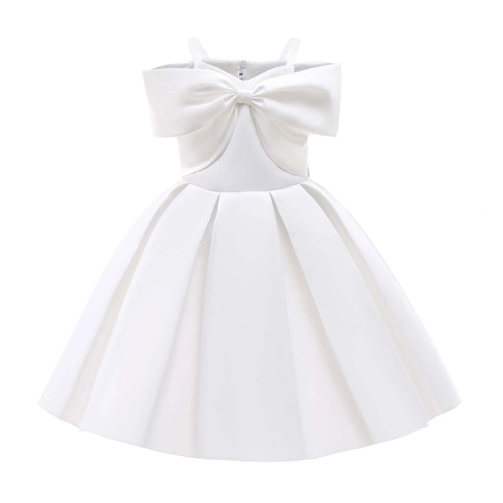 Girls Dresses 2025 Summer Off Shoulder A Line Casual Party Dresses Sweet Pink Bow Elegant Dress Size 6 Years Old Little Girls 250614