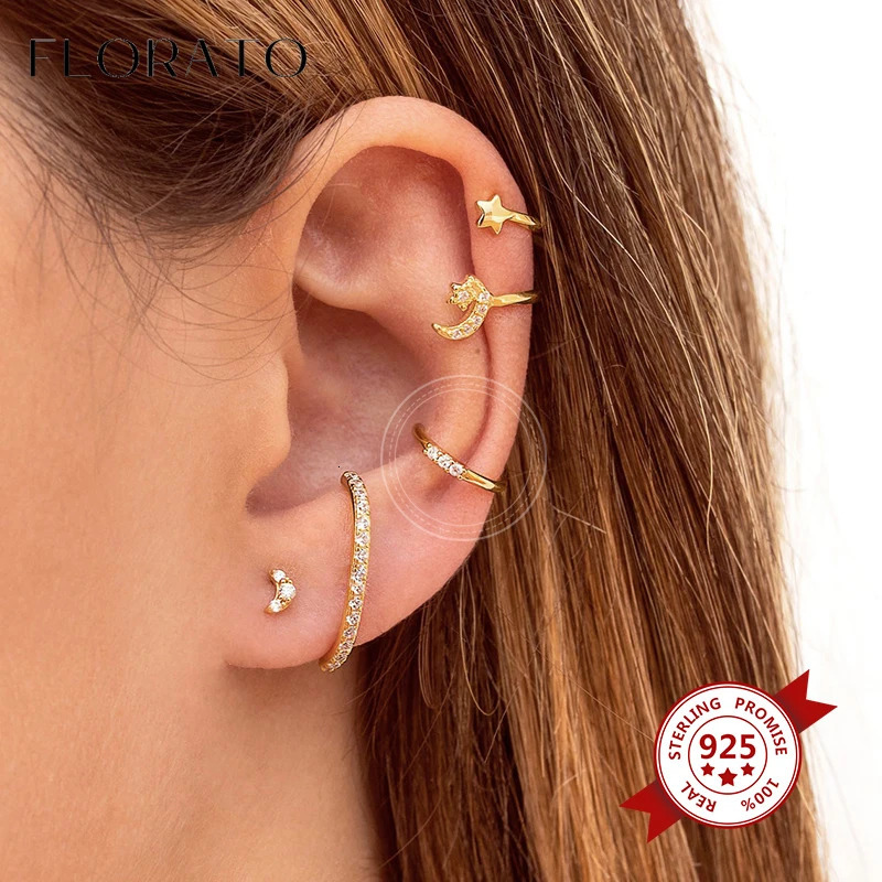 Plated 24K Gold/925 Silver Crystal Zircon No Ear Piercing Ear Clips Minimalist CZ Ear Clips Fashion Jewelry For Women 250610