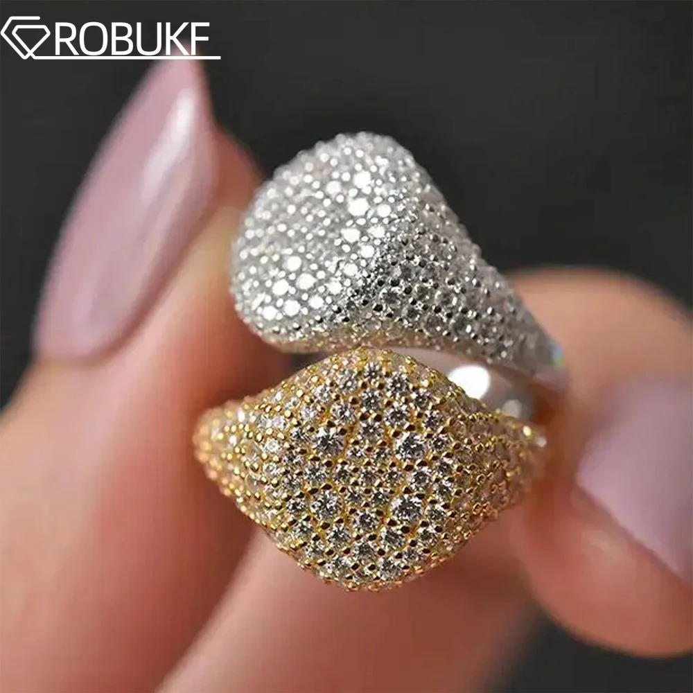 D Color Ring for Women Men 1.2mm Full Diamond 925 Sterling Silver Plated 18K Gold Hiphop Party Band Jewelry 250610