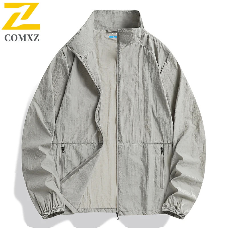 Summer Waterproof Casual Jacket Mens Fishing Bike Zipper Pocket Gym Running Windbreaker Outdoor Sunscreen Thin Clothing 250614