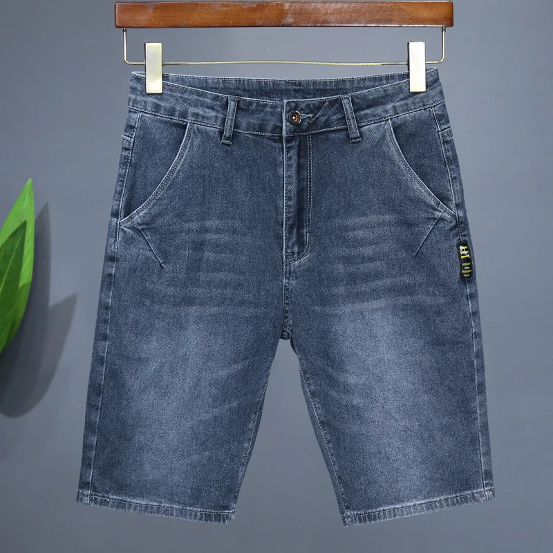 Mens Straight Casual Denim Shorts Simple Solid Color Slim Jeans Comfortable Breathable Bermuda Summer 250614