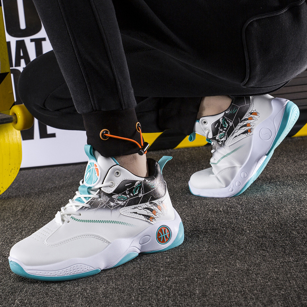 Outdoor Basketball Free Delivery Of Sneakers Shoes For Men Spring And Autumn Leather Designer Shoes Surface National Trend Sports Shoes Breathable Mid