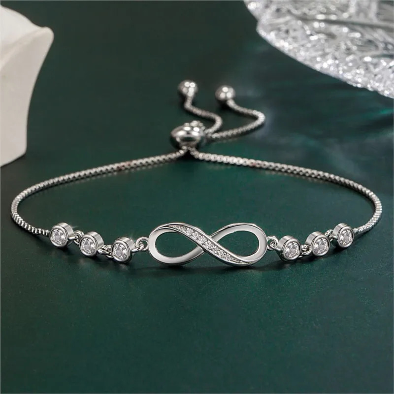 Silver Color Infinity 8 Word Zircon Jewelry Sets for Women Necklace Bracelet Earrings Matching Statement Jewelry Gifts 250609