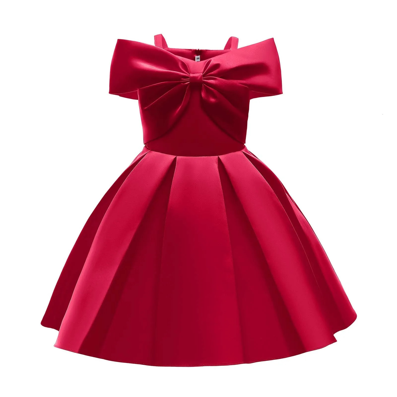Girls Dresses 2025 Summer Off Shoulder A Line Casual Party Dresses Sweet Pink Bow Elegant Dress Size 6 Years Old Little Girls 250614