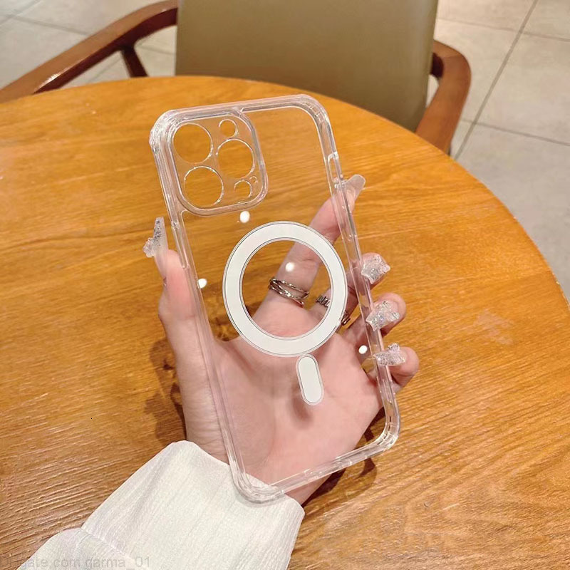 13 iPhone 14 11 Clear Magnetic Phone Case for Apple 15 12 Transparent PC Mobile Back Bumper Covers Compatible with MagSafe Wireless Charger Fundas Coq