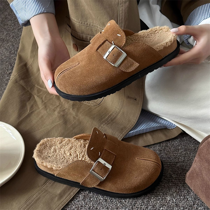 hot free shipping designer slippers for woman winter new Indoor outdoor Snow boots keep warm vintage brown khaki Plush sandals