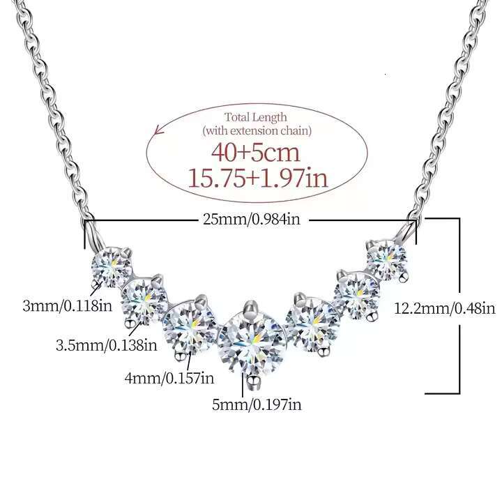 925 Silver 18k Gold Plated GRA Eternity 0.5ct Moissanite Necklace Chain Engagement Birthday Present Fine Jewelry for Women