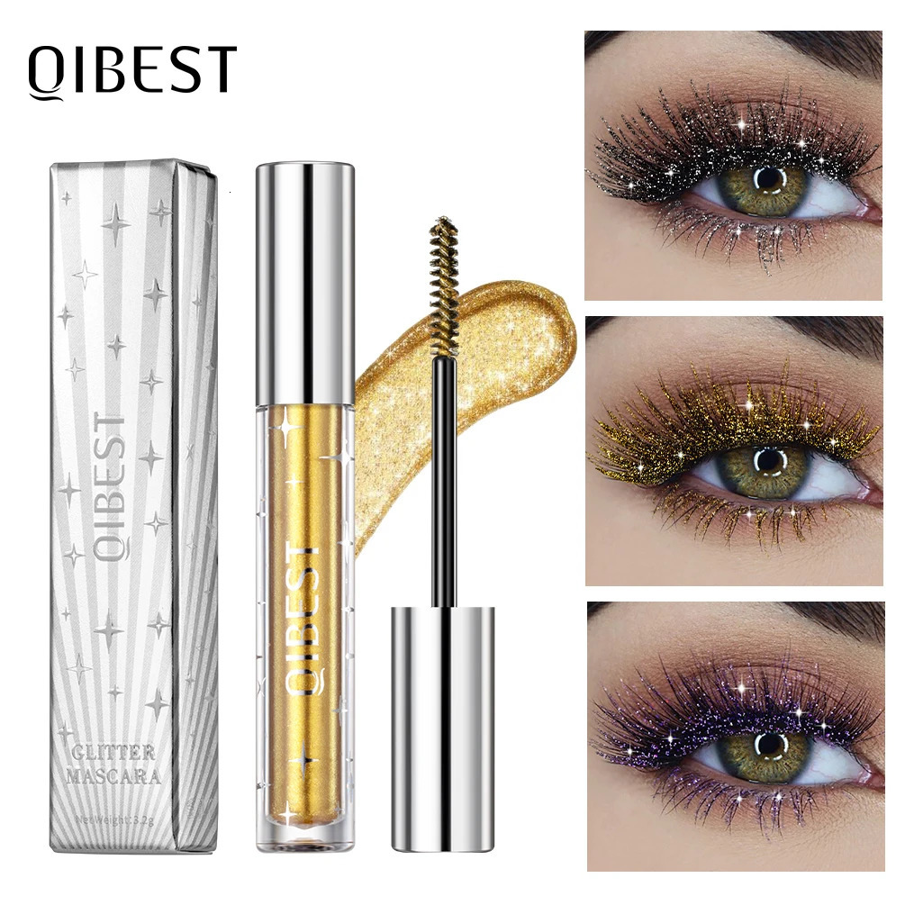 QI Diamond Glitter Mascara Long Lasting Quick Dry Curling Eyelashes Beauty Shiny Cosmetic For Women Makeup 250606