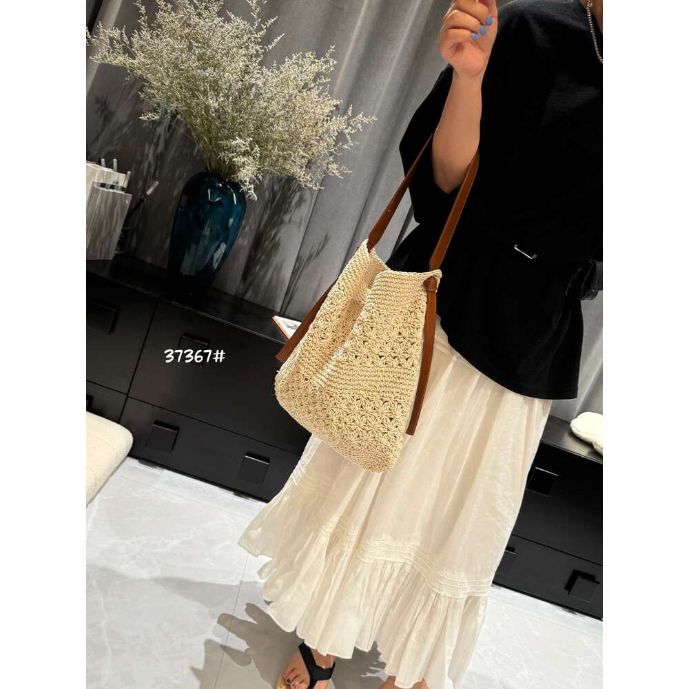 Wax Rope Handmade Crochet Large Capacity Tote Bag for Women 2025 New Fashion Versatile Beach Style Shoulder Handbag
