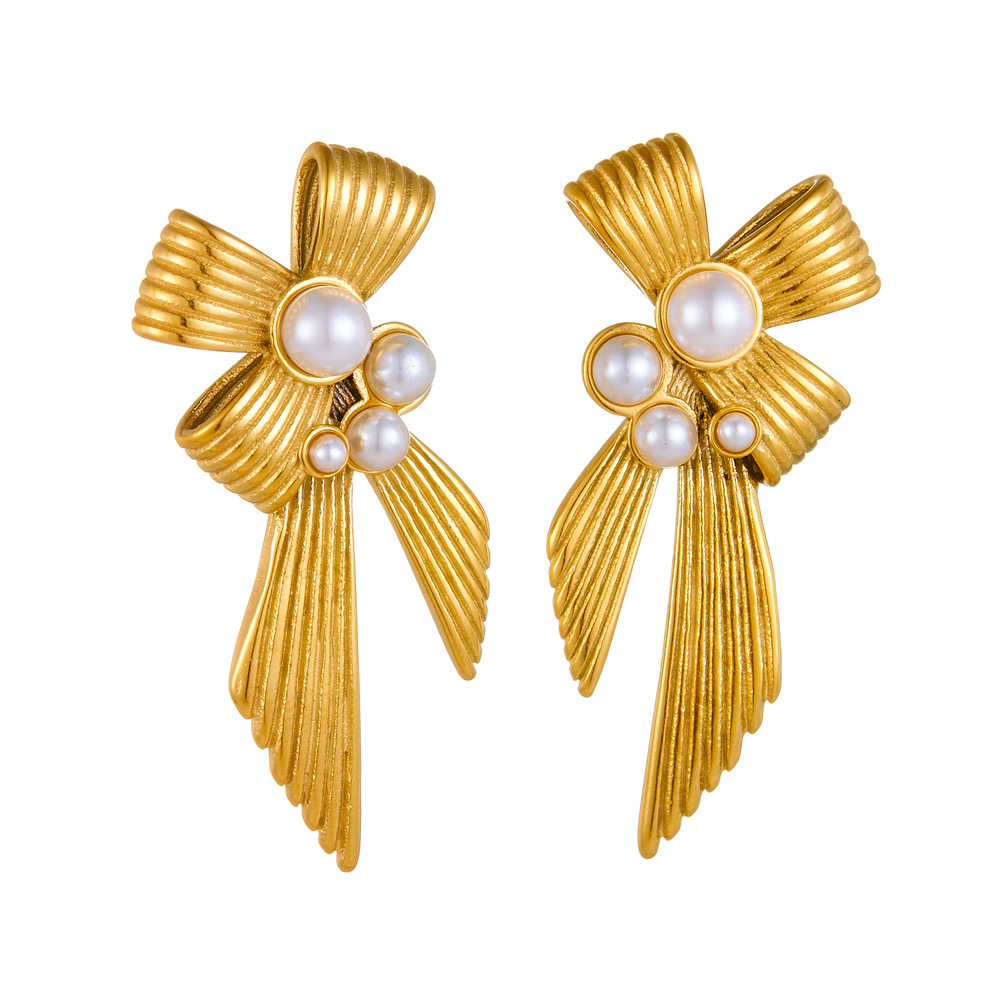 Design Personality Bowknot Versatile Stud Earrings Sweet Cry Hot Girl Style Jewelry Ear Drops