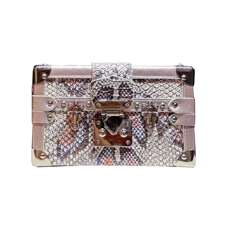 Genuine Leather Snake High-End Pattern Handbag Box for Women 2024 New Luxury Shoulder Crossbody Bag