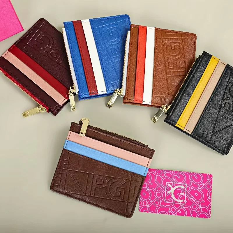 PG Womens Wallet Fashion Retro Temperament Bag Button Folding Monogram Printed Metal Zipper Leather Card Womens 250614