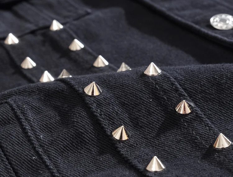 Mens Spring/Summer Black Denim Vest Youth Rivet Personality Vest 250614