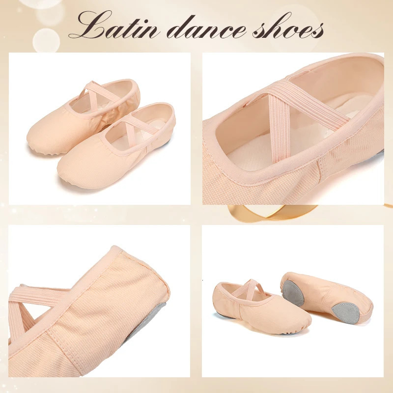 Ballet Shoes Women Gymnastics Shoes Ballet Slippers Canvas Elastic Bandage Mesh Flat Split Sole Shoes Dance Pointe Ballet Shoes 250613