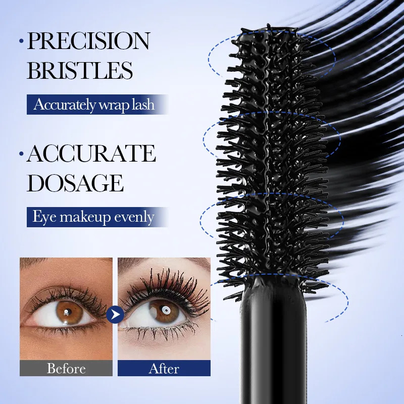 5D Waterproof Mascara Lengthens Eyelashes Black Silk Fiber Female Makeup Cosmetic 250606