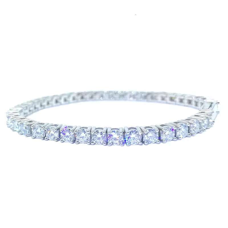 RTS 925 Silver Moissanite Tennis Chains 2mm-6.5mm Gold Plated Bracelets and Bangles Variety Sizes Available