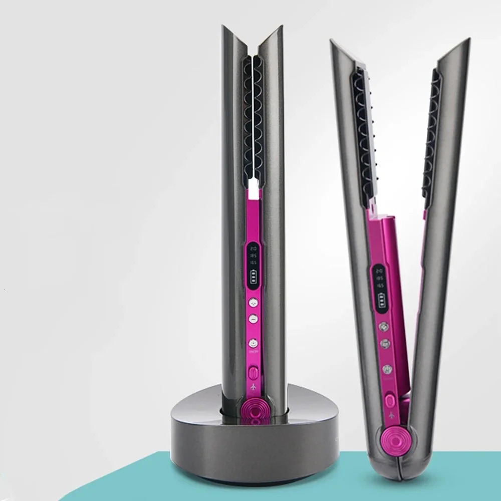 Portable Hair Straightener with Charging Base Wireless Straightening Iron Floading Plate and Comb PTC Hair Straightening Device 250611