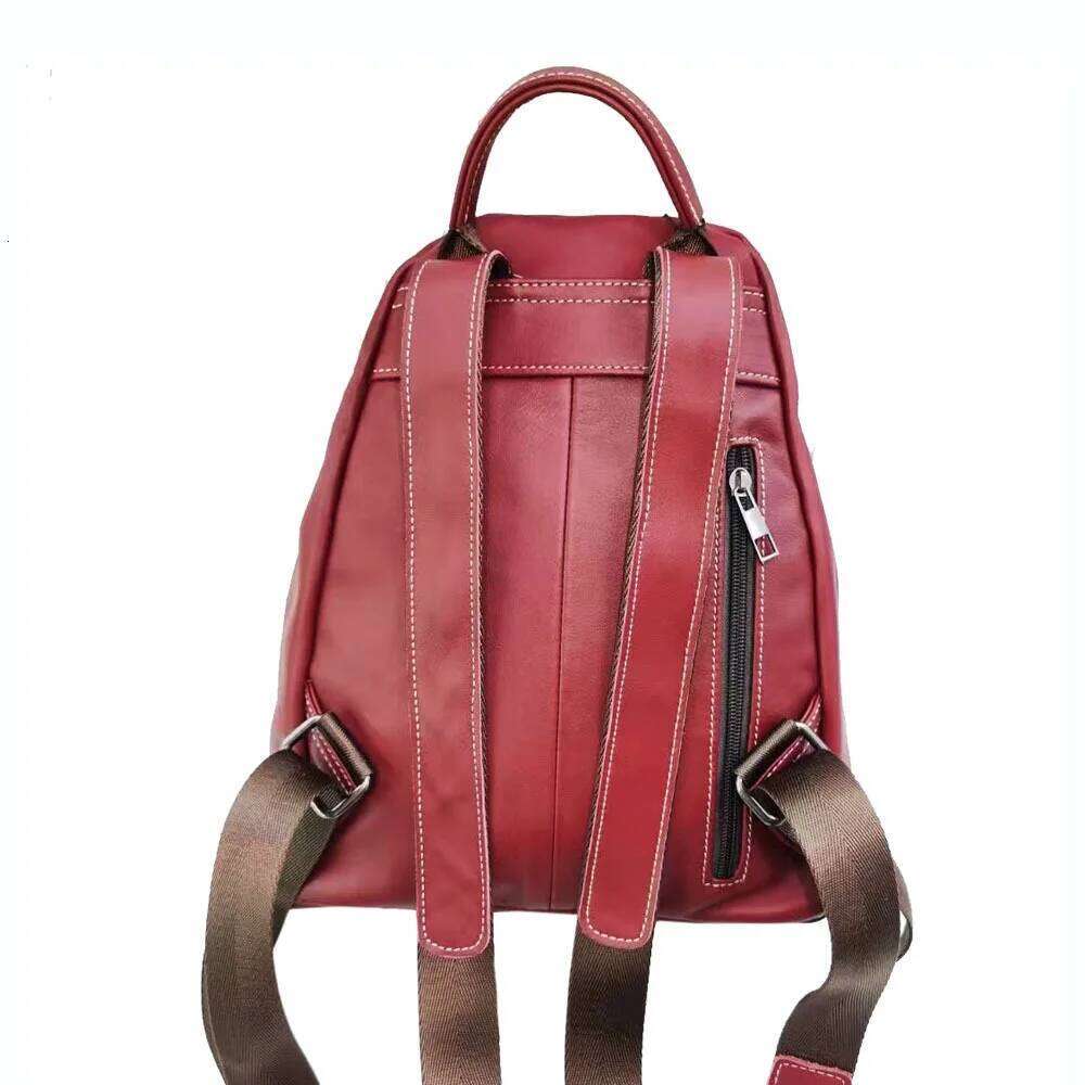 Casual Genuine Backpack Woman Fasion Ladies Real Cow Leather Double Shoulder Bag Solid Cowhide Travel Bagss