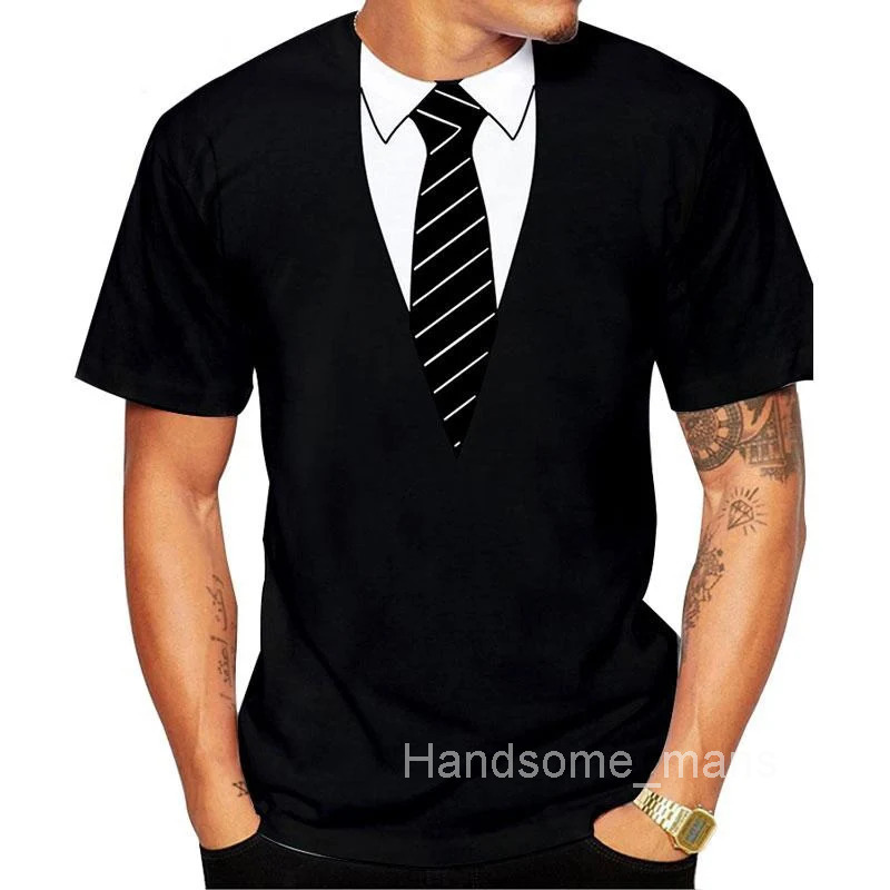 Summer Fashion Bow Tie 3D Print T-Shirts Men Women Sleeve Fake Suit Tuxedo Short Sleeve Oversized Harajuku Tee Top Kid