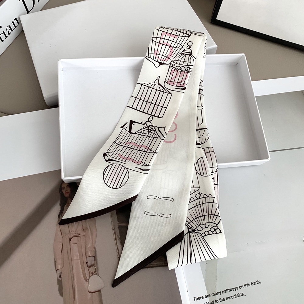 2025 new butterfly printed letters 100% silk high-end scarves, scarves, small ties, headbands Bag straps 6*100