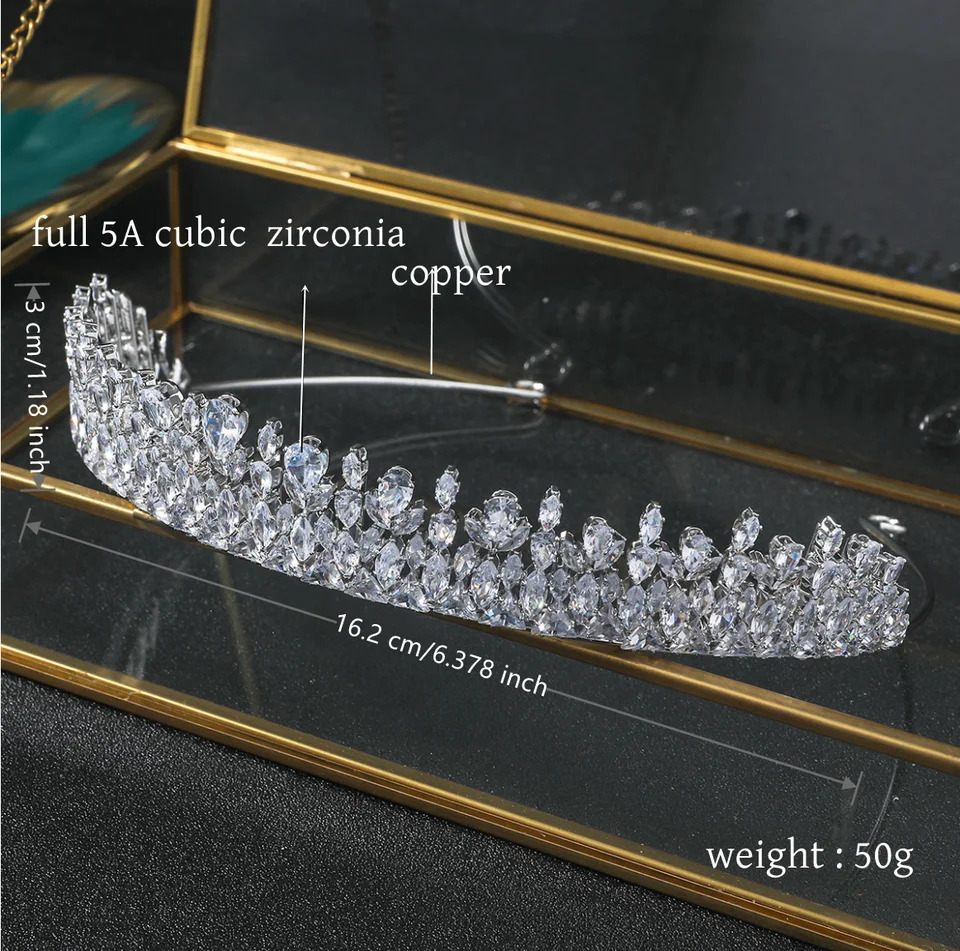 Wedding Crowns Tiaras For Bride CZ Zirconia Bridal Crowns Headband Women Girl Birthday Party Diadem Prom Hair Jewelry 250603