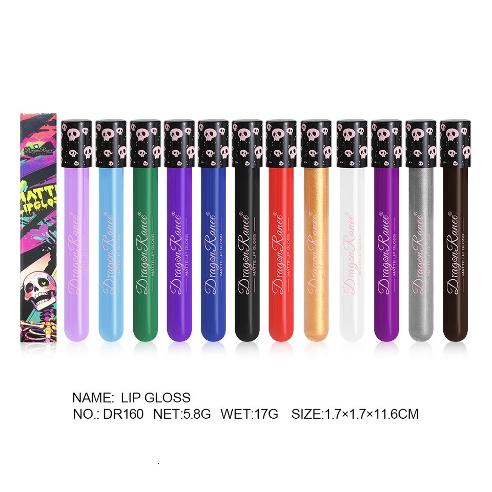 Colorful Waterproof Matte Liquid Lipstick Makeup Black White Green Blue Lip Gloss Metallic Lip Glaze Halloween Party Cosmetics 250614