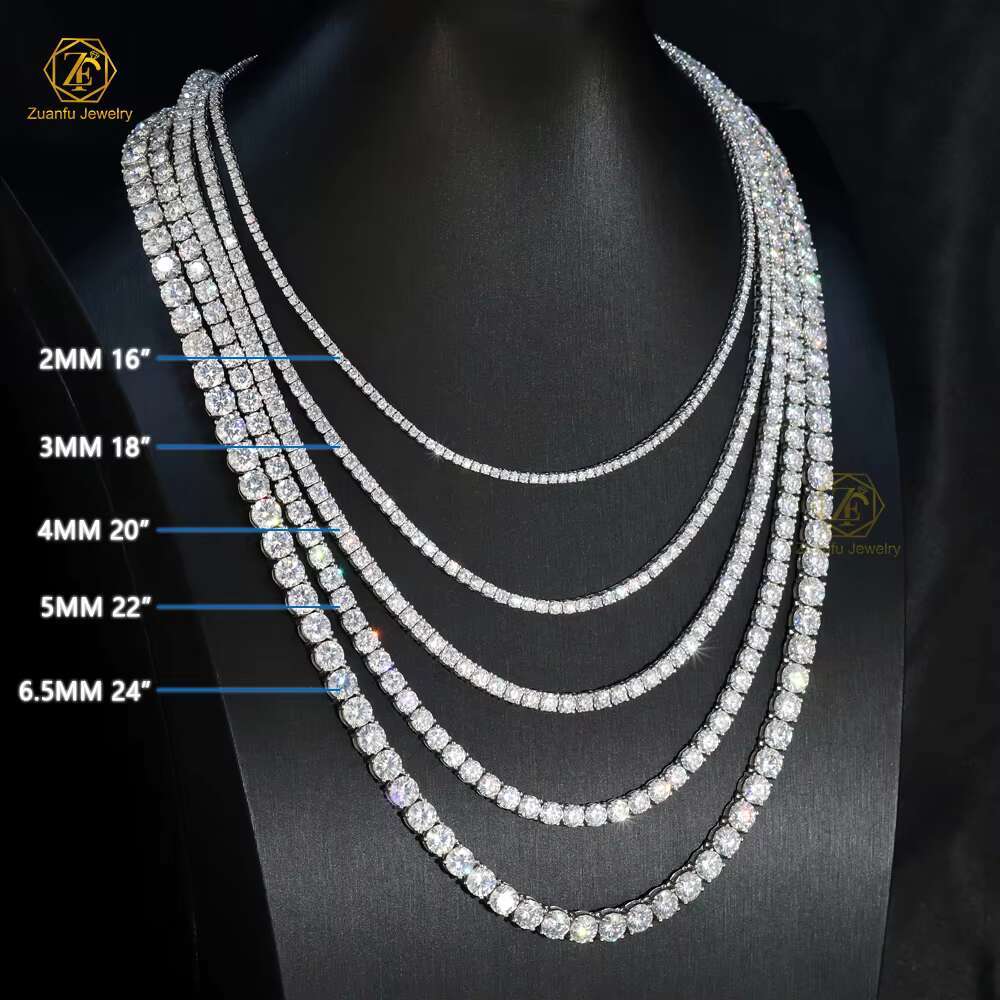 Wholesale 2025 925 Sterling Silver VVS Moissanite Diamond White Gold Cluster Tennis Chain Bracelet Necklace for Men Women Hip