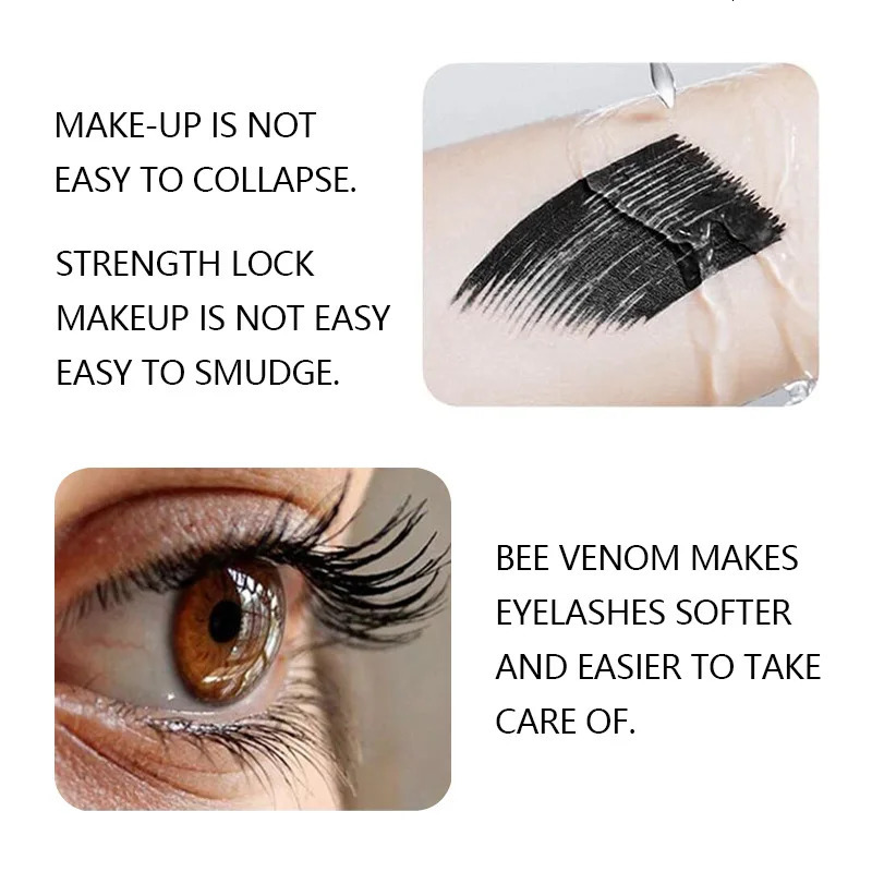 5D Black Mascara Thickening Lengthening Curling Waterproof Liquid Fiber Makeup Silky Lash Bee Venom Eye Cosmetic 250606