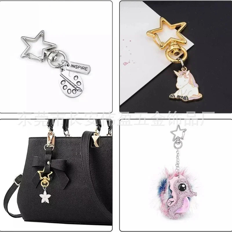 Set of 10 Metal Lobster Claw Clasps Star keyring Moon Hook Lanyard Clip DIY Supplies Jewelry Making Keychain 250606