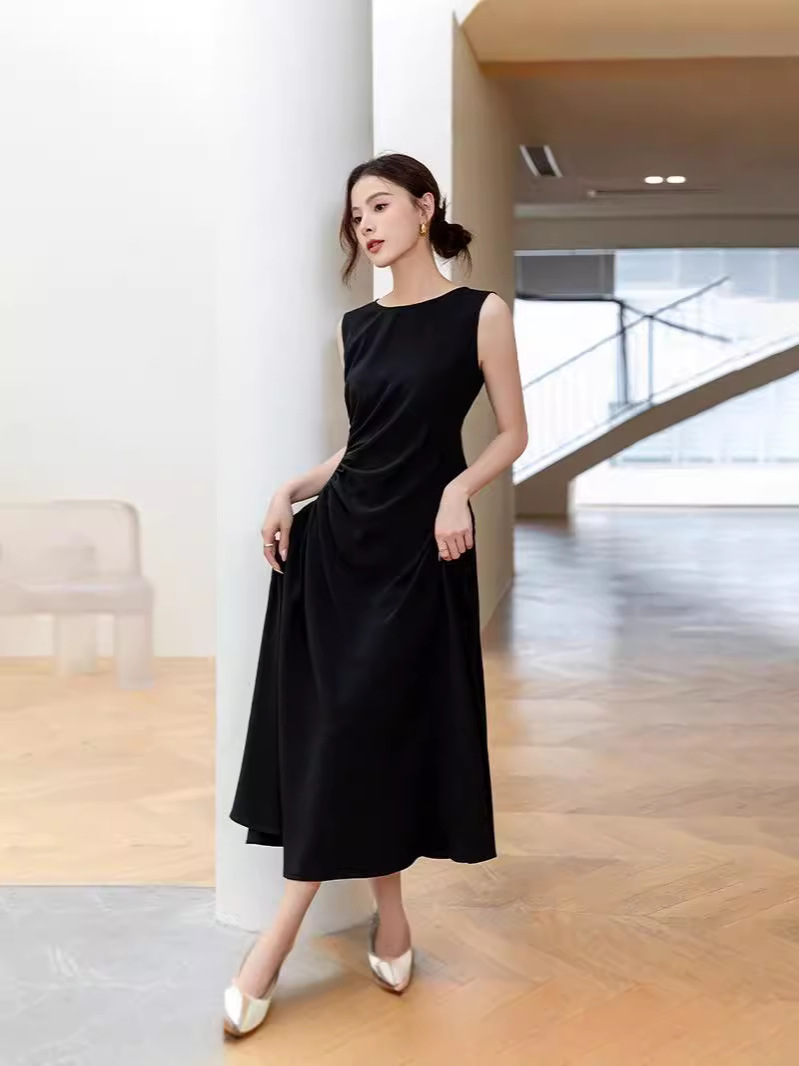 XR177 Summer French Drape Vest Long Dress Couture