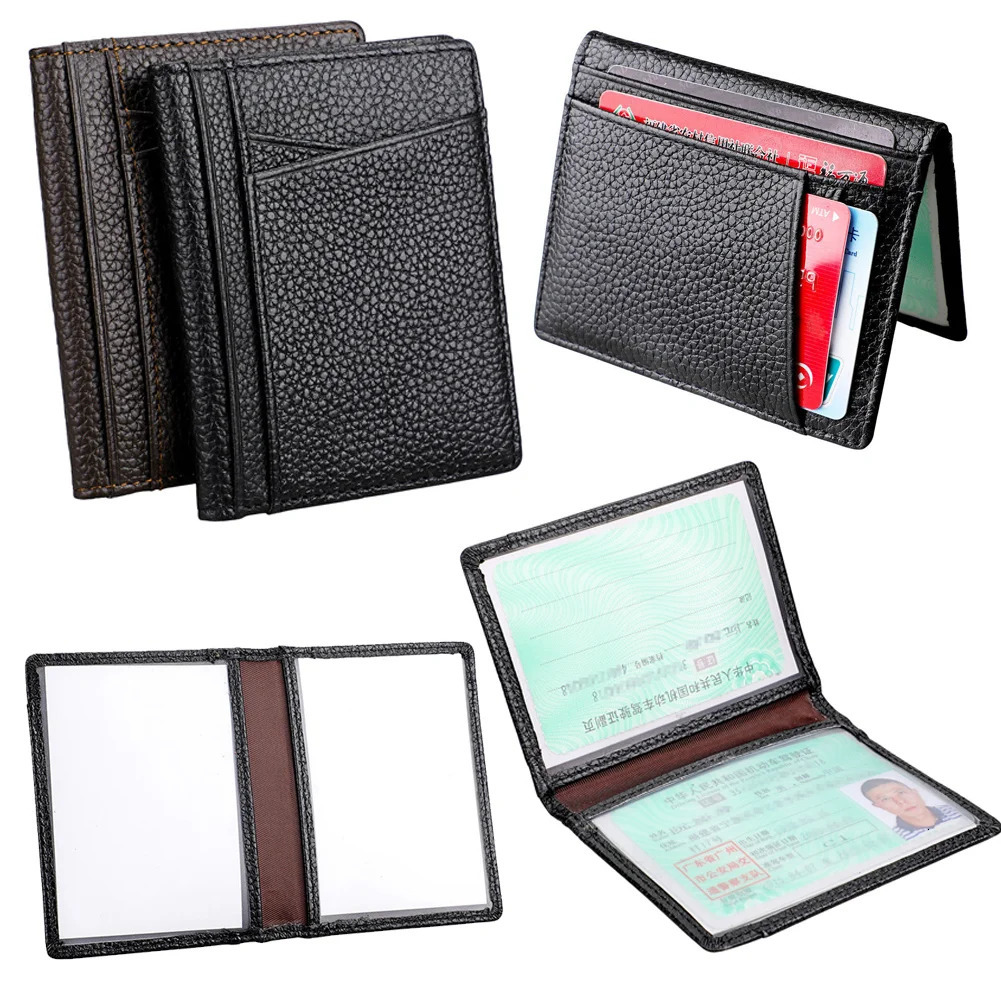 Mens Slim Wallet Soft Genuine Leather Credit Card Holder Wallets Purse Portable Ultrathin Small Billfold Organizer Wallet 250614