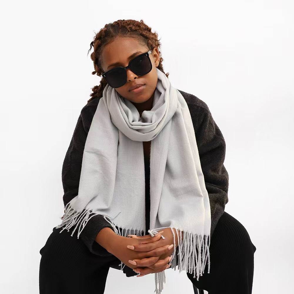 T972 solid color cashmere scarf Ankla red shawl knitted European and American warm neck long shawl