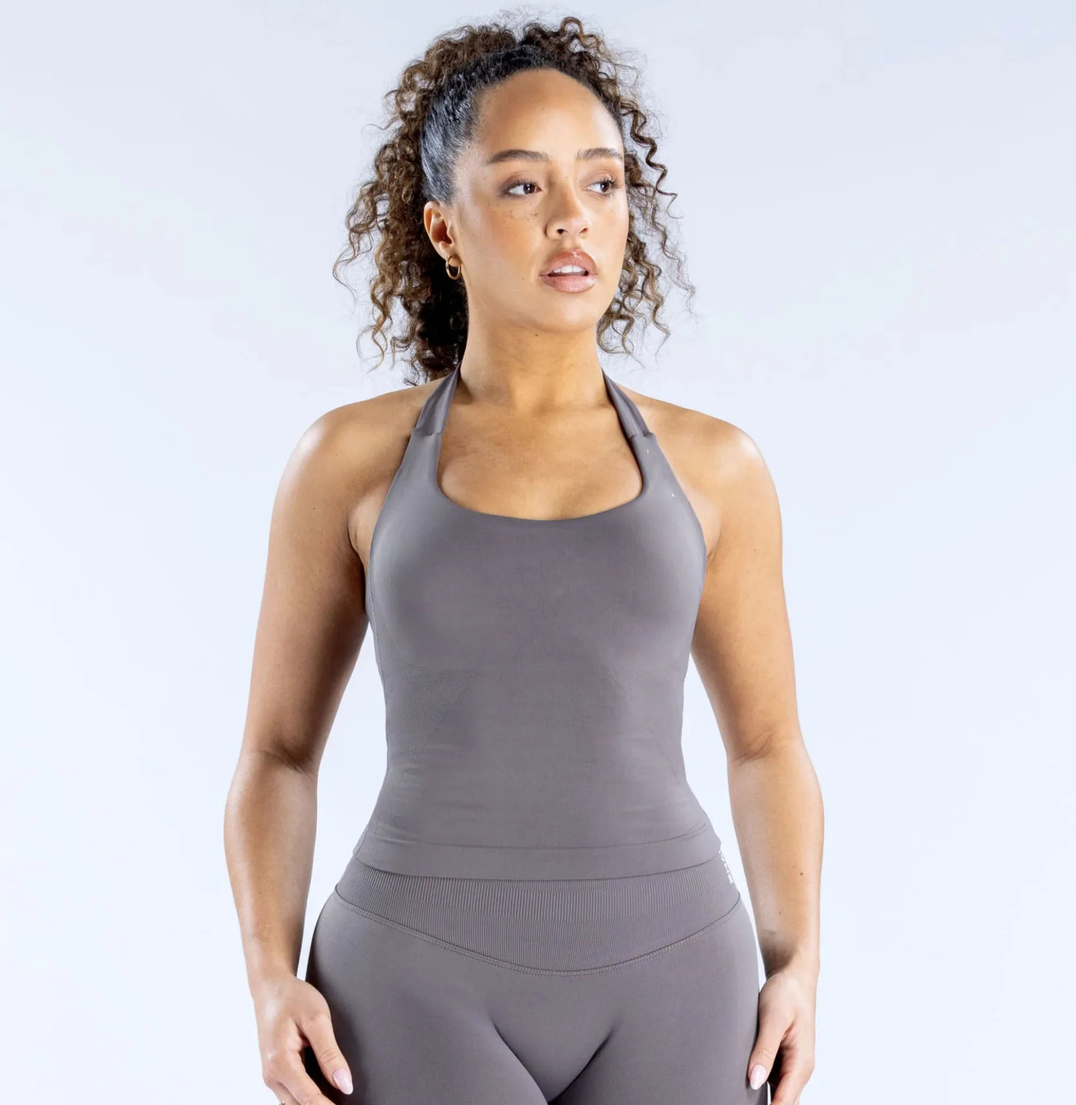 Impact Halter Top gym longline strappy tank Padded yoga clothing Fitness workout activewear pilates clothes Sport Tops 250612