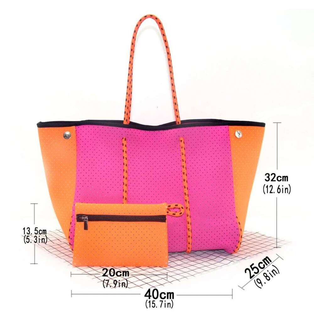 2024 Hotsale Large Fashion Tote Bag For Summer And Beach Pink High Quality Neoprene Women Handbag