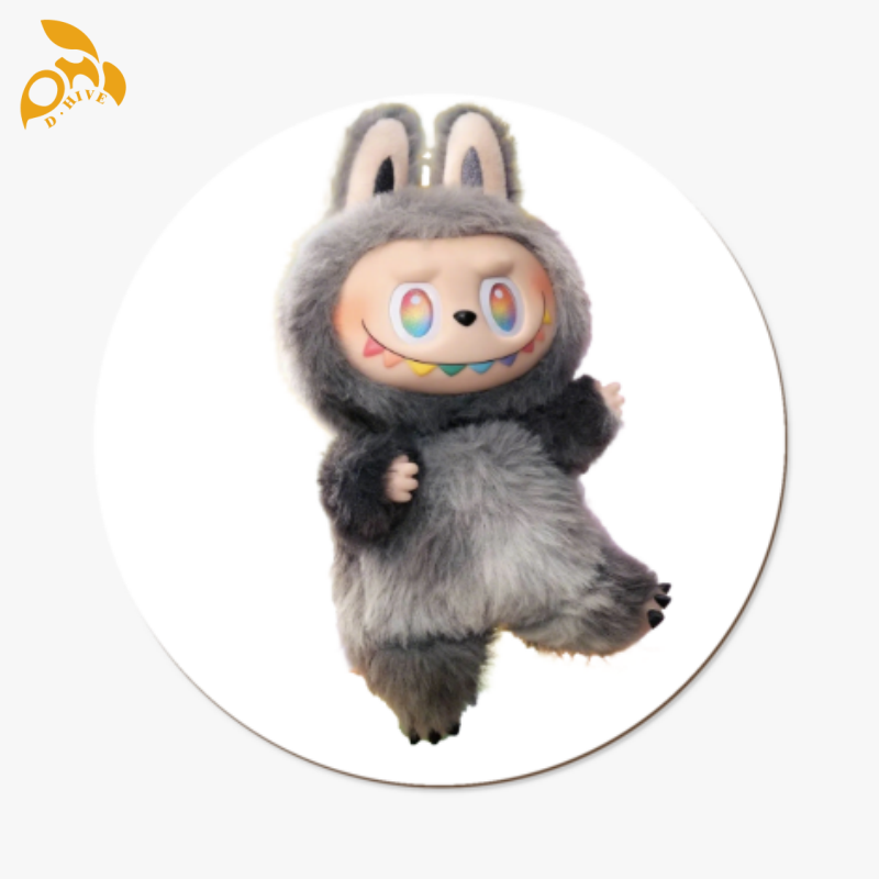 Free shipping new customized Home Decor Decoration Decorative Circular wooden board painting with labubu pattern