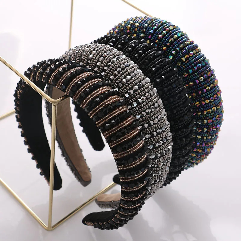 43Color Luxurious Shiny Rhinestone Headbands For Women Elegant Baroque Gem Hair Hoop Fashion HairBands Hair Accessoires 250610