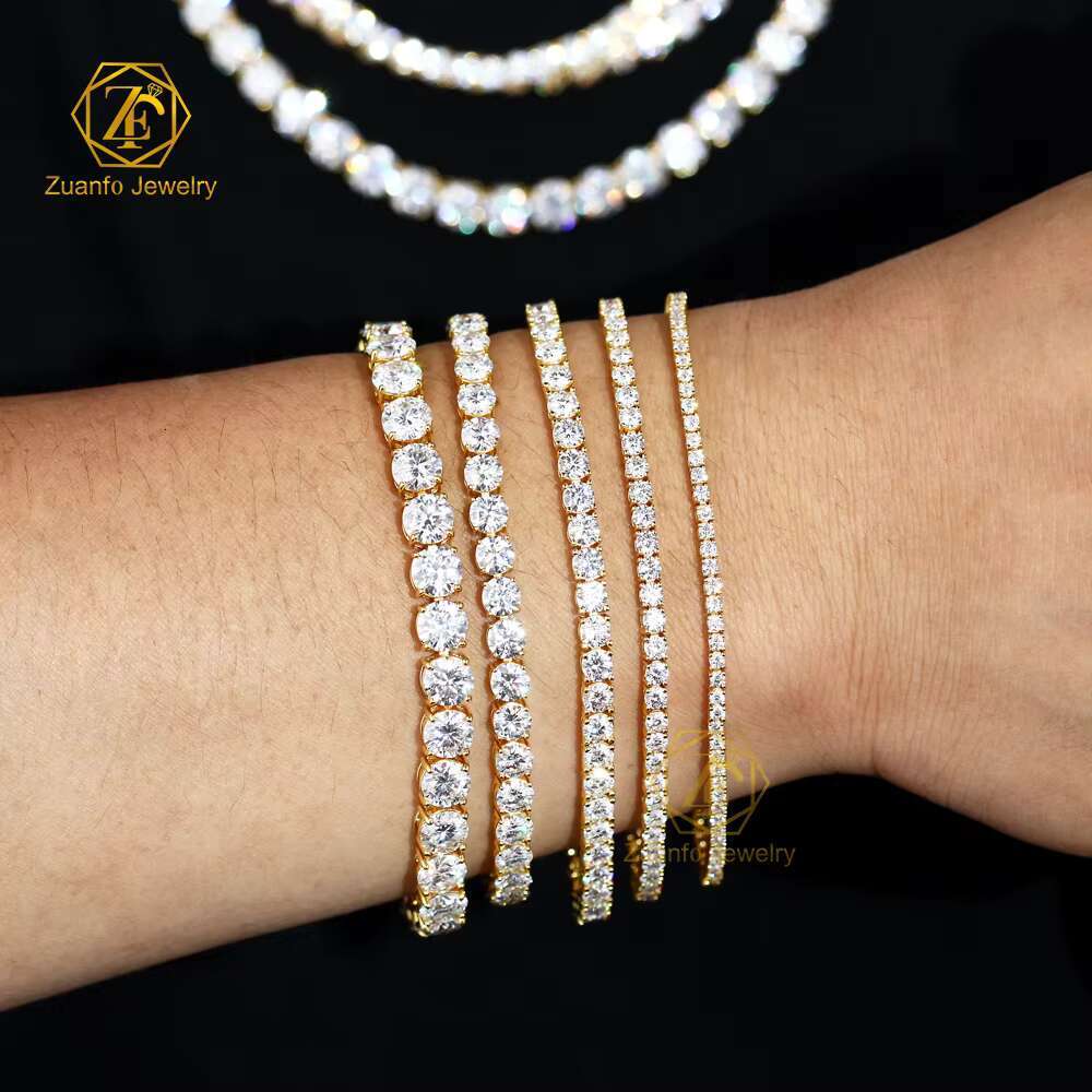 Factory Custom 10K 14K Solid Gold Tennis Chain Hip-Hop Iced DEF VVS Lab Grown Diamond Bracelet Perfect Gift for Men Women