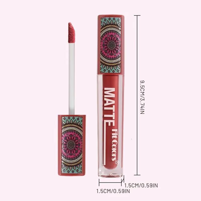 Earth Brown Matte Lipstick Waterproof Velvet Liquid Gloss Bohemian Pattern Quick Dry Not Easy Fade High Pigment Lip Stain happy