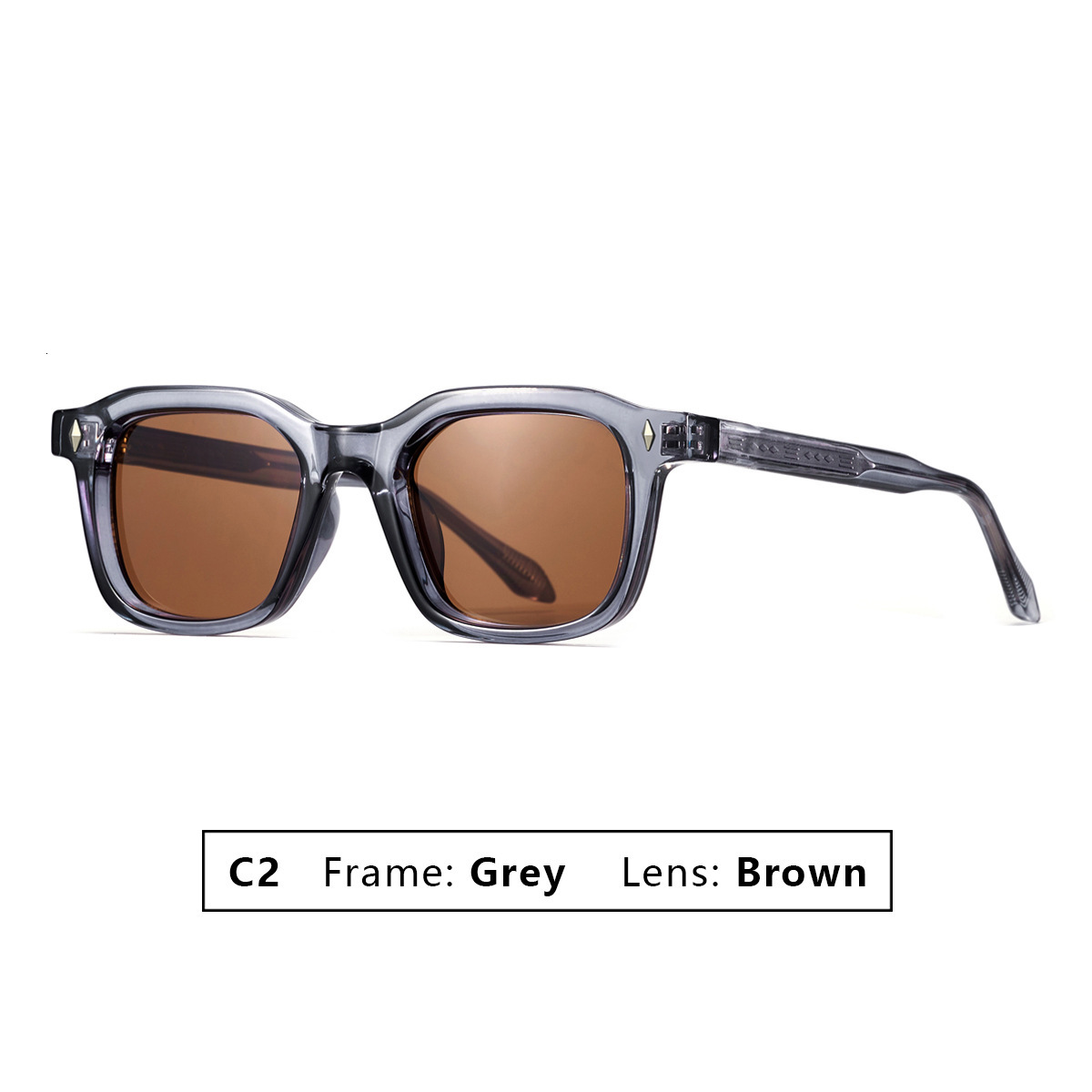 for Women High-End Men's Square Frame Tea Color UV Protection Sunglasses Acetate CP