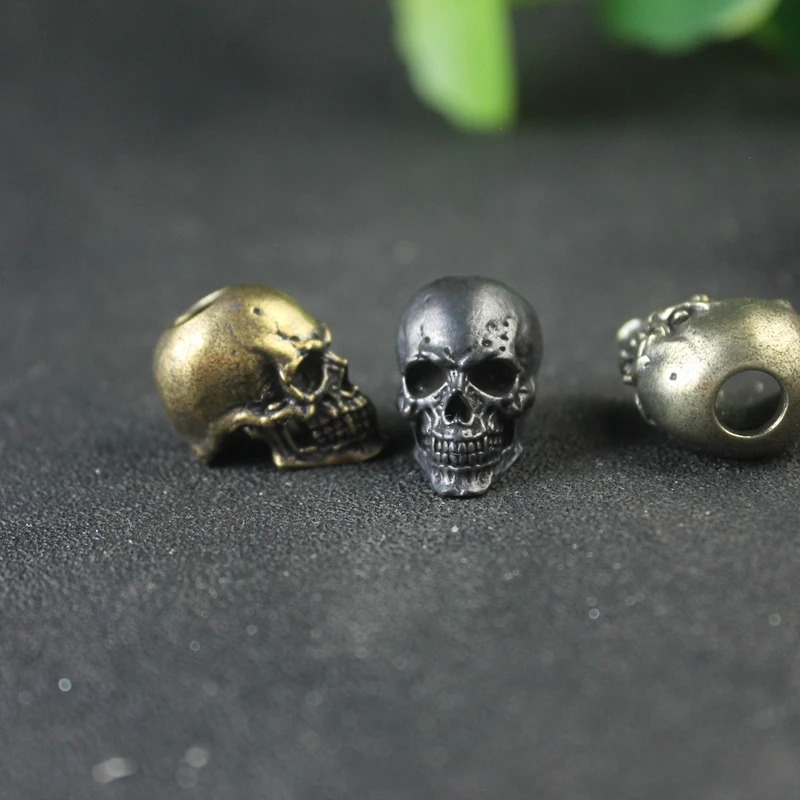 Skull Tusk Head Brass Knife Beads Punk DIY Paracord Bracelets Accessories Outdoor EDC Tool Umbrella Rope Lanyard Pendants 250611