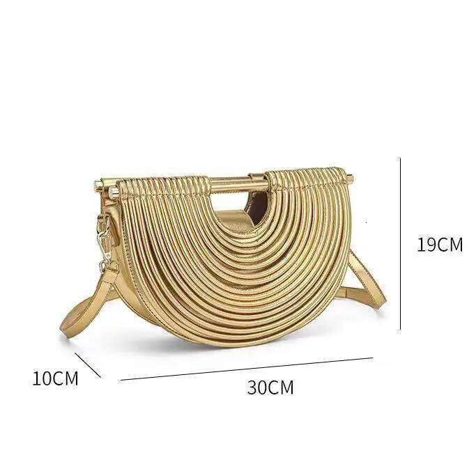 Women's Half Moon Handbags For Women Gold Designer Handwoven Noodle Bags Rope Knotted Pulled Hobo Sier Evening Clutch Chic