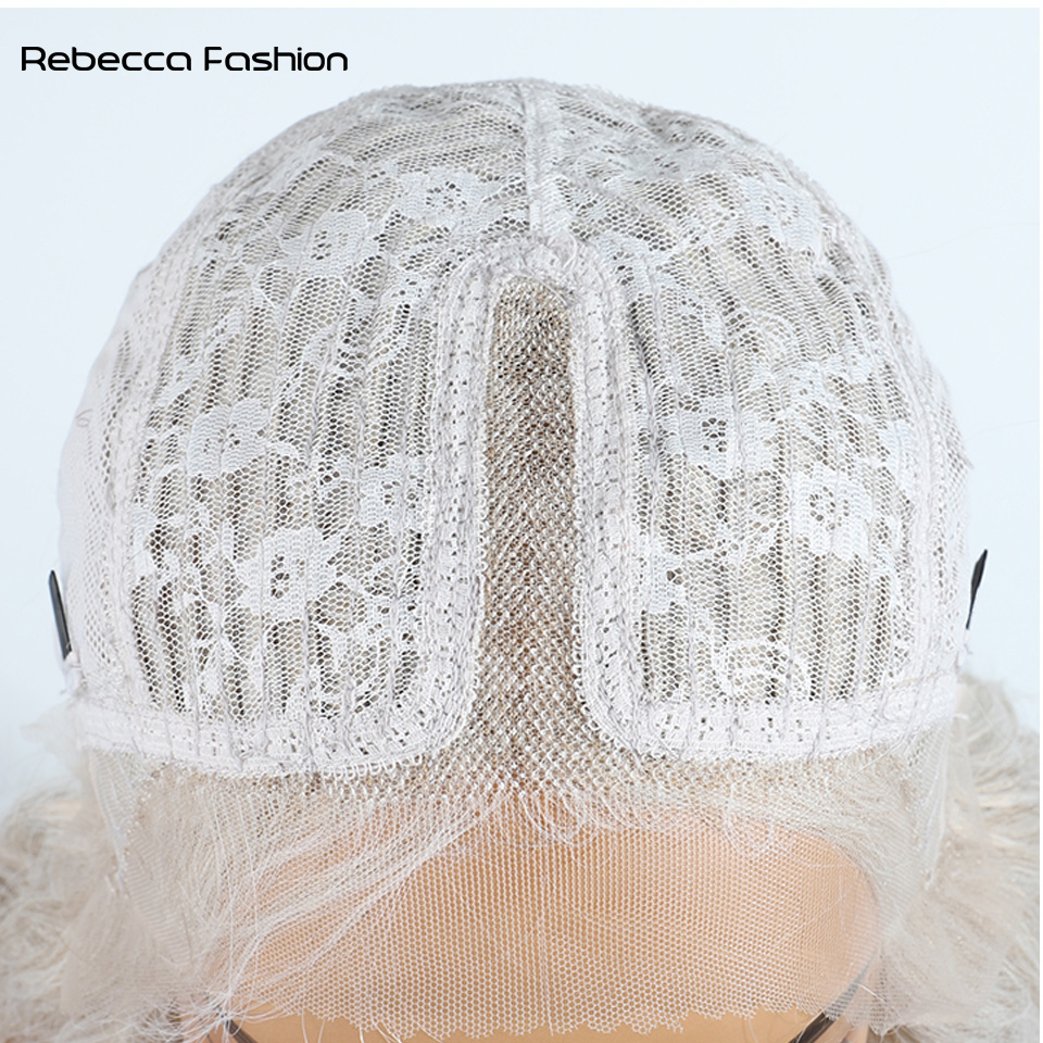 Recebba Fashion Front Body Wave For Women 32 Inch Honey Brown Ombre White Synthetic Lace Wig Cosplay Wigs